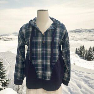 Hem & Thread Women's S Plaid Hoodie Pullover Cozy Fall Rustic Layering Casual‎